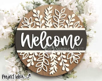 Wildblumen Blumen Willkommensschild, digitaler Download, SVG Laser Cut-Datei, Cricut, Sommer Türschild Türschild Design
