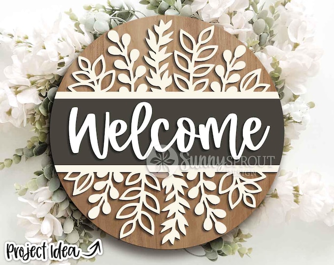 Sunflower Welcome Sign, Summer Decor, Round Door Hangern Wood Sign ...