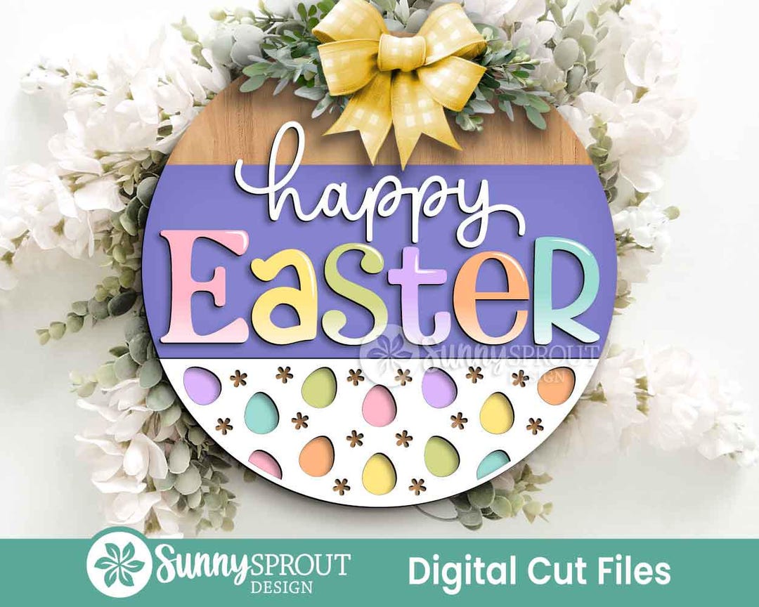 Happy Easter Egg Pattern Sign, Digital Download, SVG Laser Cut File ...