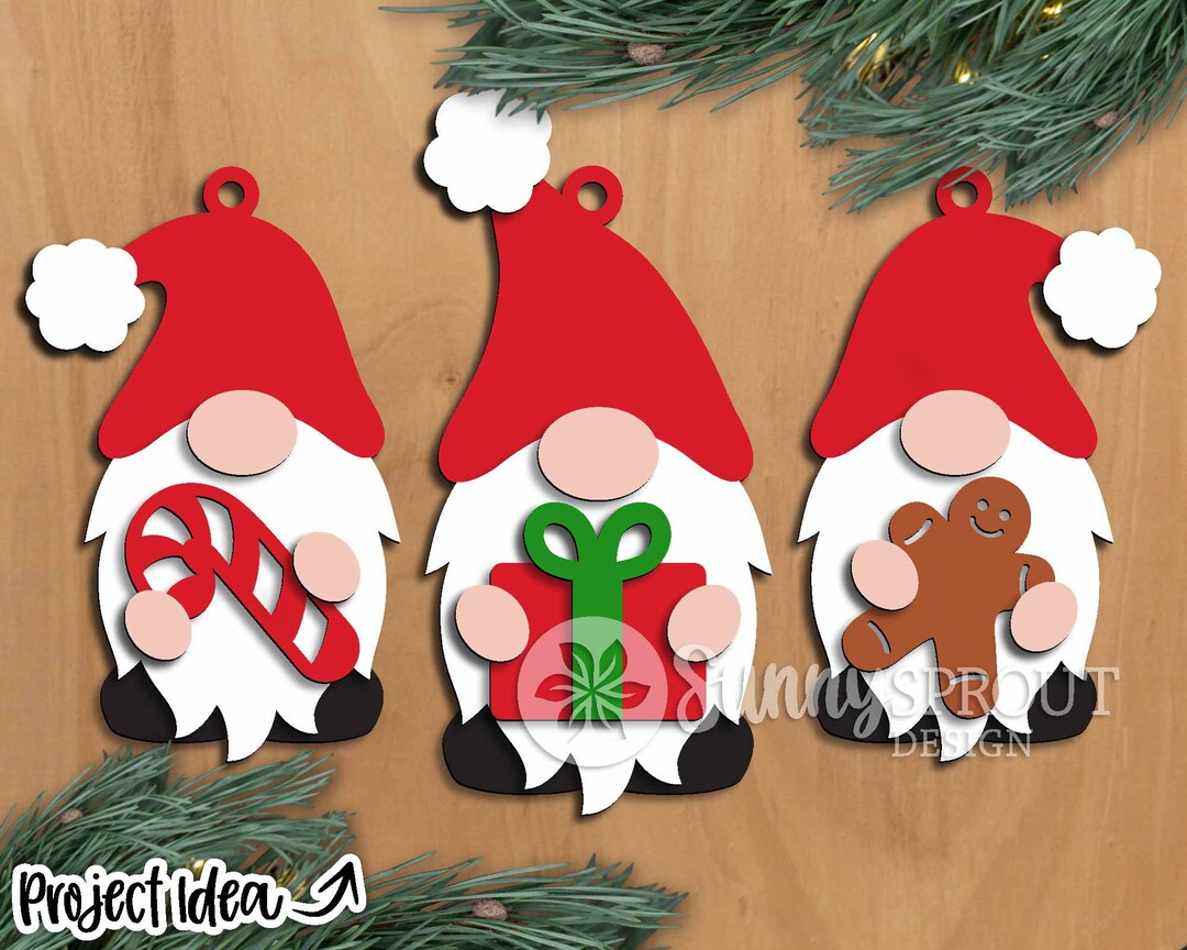 Christmas Santa Gnome Ornament Bundle, Digital Download, SVG Laser Cut ...