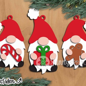 Christmas Gnome Ornament Bundle, Digital download, Glowforge laser file, Cricut, Christmas holiday bauble, Layered svg, Santa gnomes