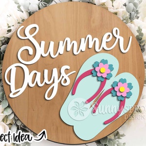 Summer Laser Sign Bundle, Digital download, Round door hanger svg, Glowforge laser file, Cricut, Front door welcome sign, Hello Summer svg image 2