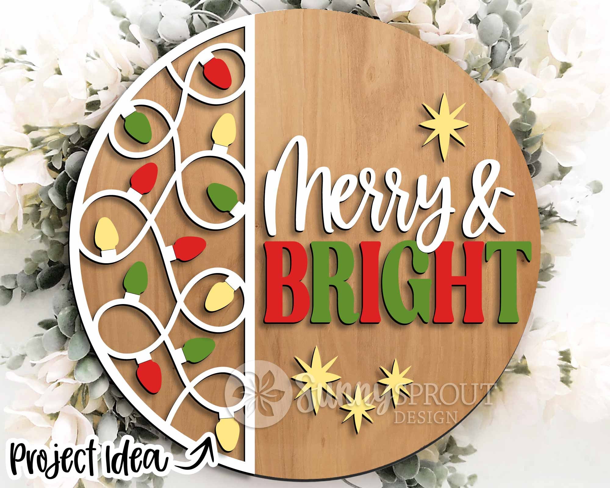 Christmas Laser Sign Bundle 4, Round Door Hanger, Glowforge Laser Cut ...