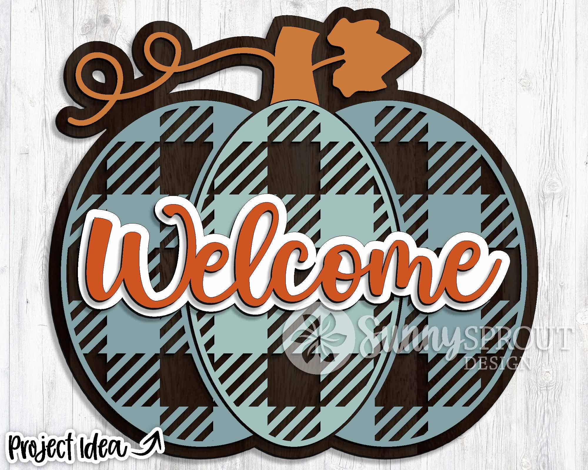 Welcome Checker Pumpkin Digital Download Fall Door Hanger - Etsy