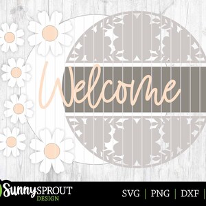 Welcome Flower Pattern Sign, Digital Download, SVG Laser Cut File ...
