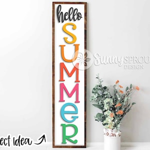 Hallo zomer verticaal teken, digitale download, veranda slanker teken svg, Glowforge laserbestand, Cricut gesneden bestand, zomer welkomstbord