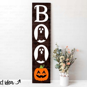 BOO Halloween Porch Sign; Digital Download | Print File, Cricut, Silhouette Cut File | Fall Front Door Sign Design | svg png dxf eps