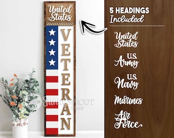 US Militärveteran 4. Juli Dekor, digitaler Download, SVG Laser geschnitten, vertikale Veranda Leaner Design, 4