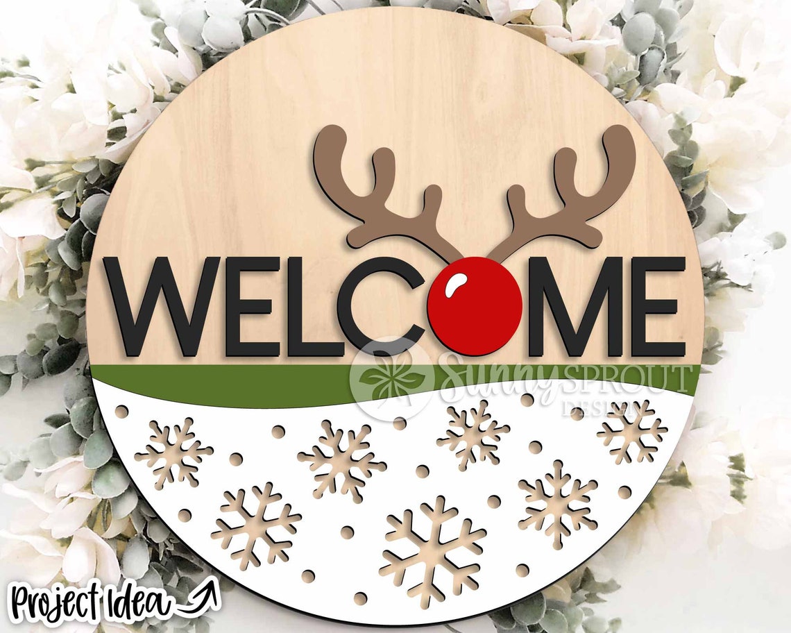 Welcome Rudolph Nose & Antlers Sign, Digital Download, SVG Laser Cut ...