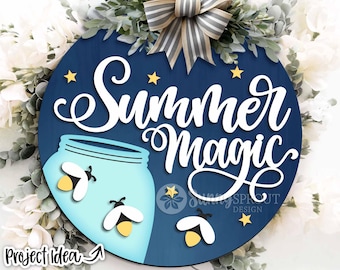 Sommer Magie Glühwürmchen Zeichen, digitaler Download, SVG Laser Cut-Datei, Cricut, Türschild Design