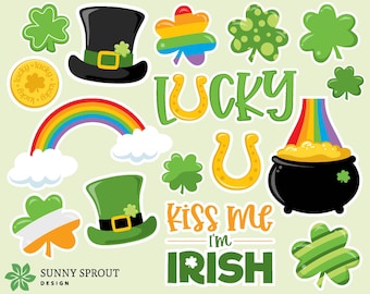 St. Patrick's Day Clip Art Bundle Digital Download | Printable Clipart | Vector Graphics, Digital Art Designs | Pot of Gold, Lucky Shamrock