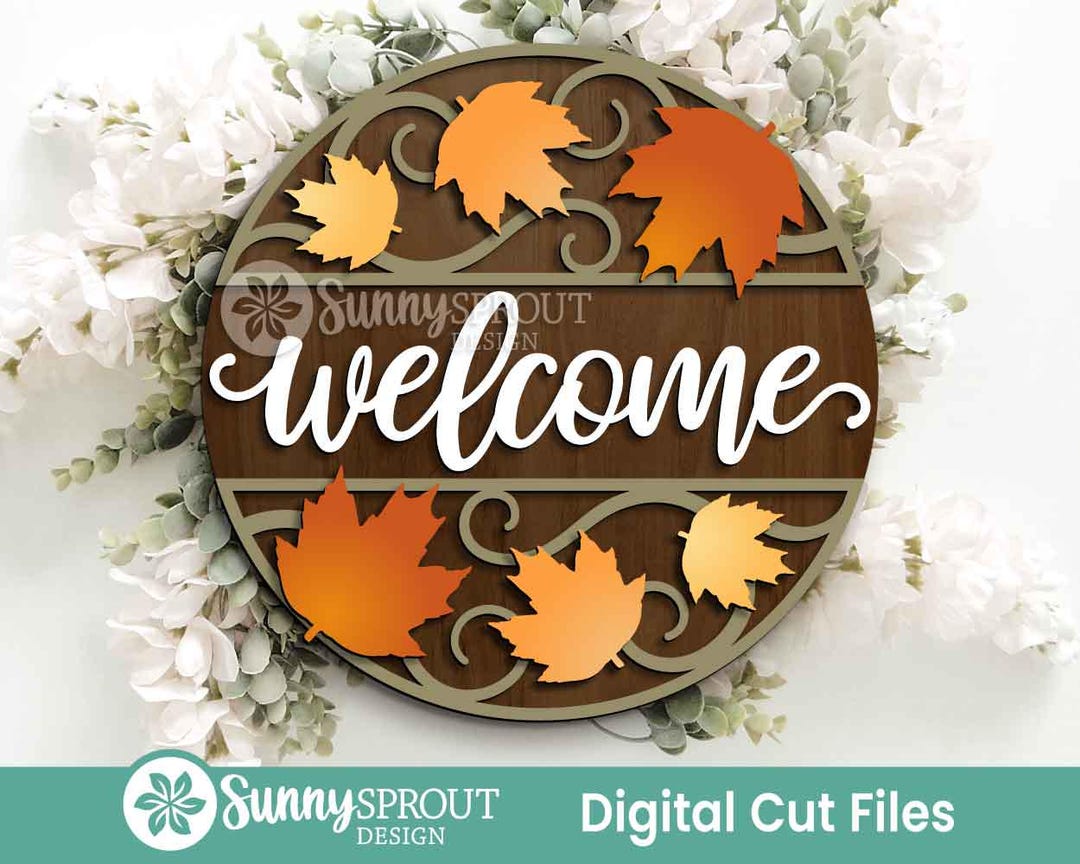 Maple Leaf Scroll Pattern Welcome Maple Leaf Scroll Pattern Sign, Digital Download, SVG Laser Cut ...
