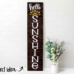 Bonjour soleil SVG, téléchargement numérique, fichier de coupe Cricut, Silhouette, conception de plaque de porte d'entrée, signe de porche d'été svg, svg de signe de bienvenue