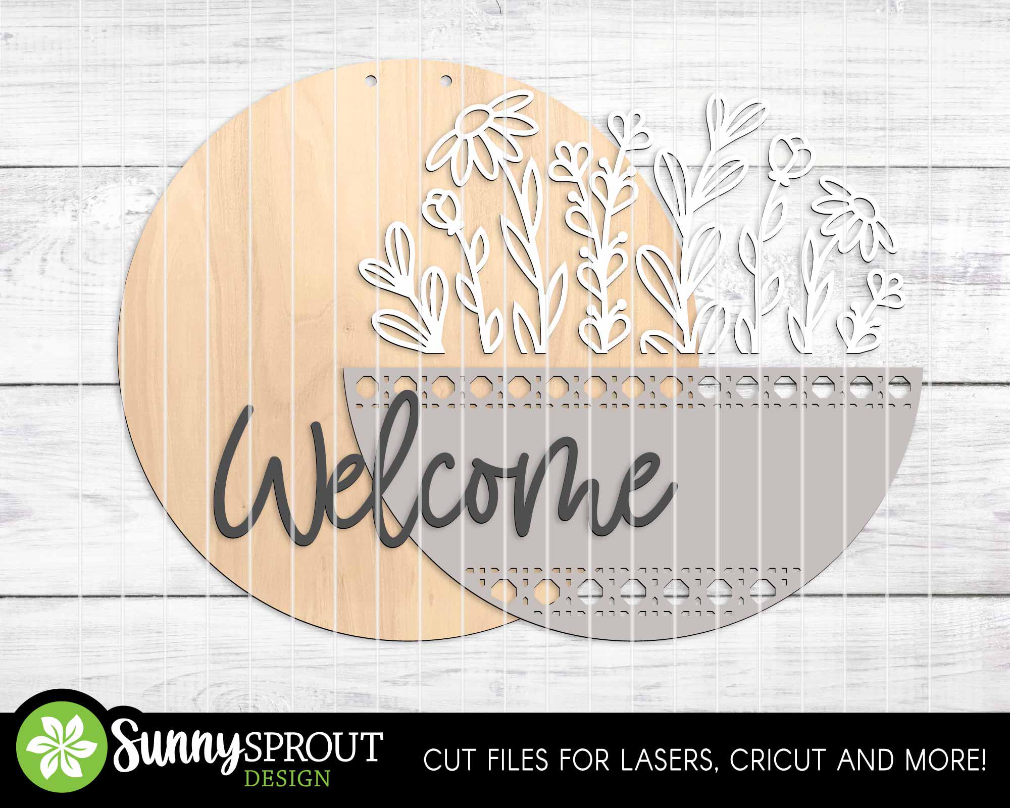 Welcome Wildflowers Rattan Pattern Sign, Digital Download, SVG Laser ...