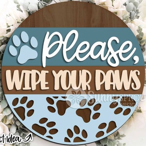 Veeg alsjeblieft je poten af, digitale download, ronde deurhanger svg, Glowforge laserbestand, Cricut, decor hondenliefhebber, welkomstbord hond