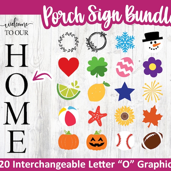 Welcome To Our Home Porch Sign with Letter "O" Graphics | Digital Download | Printing, SVG Cutting File | Front Door Vertical Sign Design