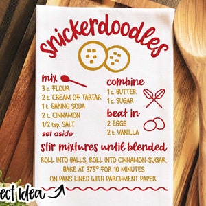 Snickerdoodle Cookie Recipe; Digital Download | Print File, Cricut, Silhouette Cut File | Tea Towel, Apron, Sign Design | svg png dxf eps