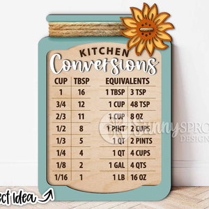 Küche Konversionsschild Design, DIGITALer Download, Glowforge Laserschnittdatei, Maßtabelle Schneidedatei, Küchendekoration, Holz Küchenschild Schneidedatei