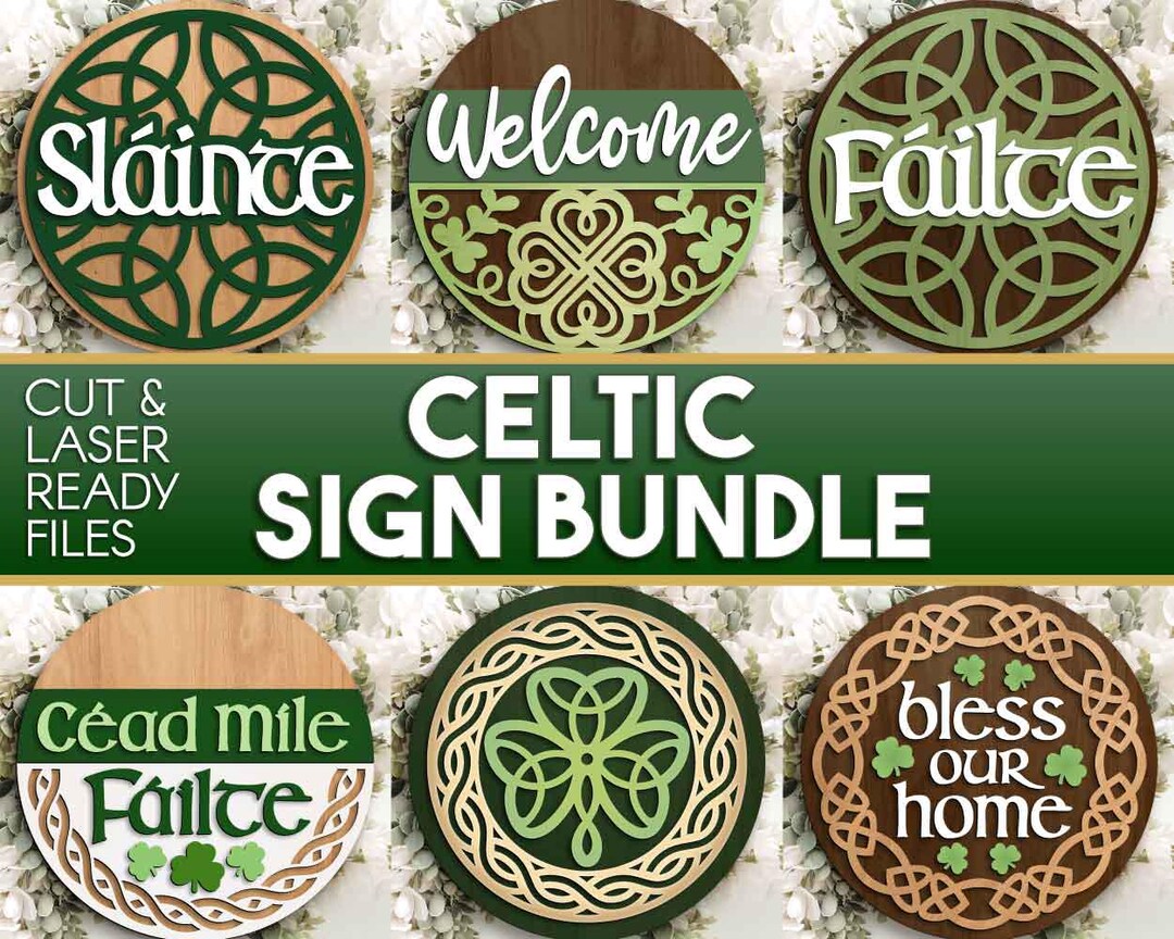 Celtic Sign Bundle, Round Door Hanger SVG, Glowforge Laser Cut File ...