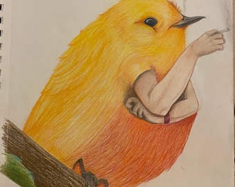 2020 Smokin’ Bird Colored Pencil Drawing