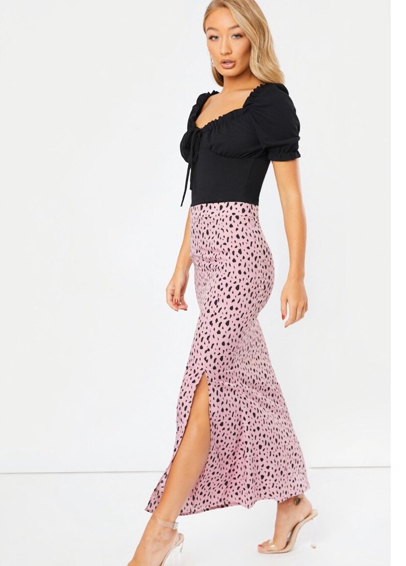 Pink leopard print fitted maxi skirt size 8 | Etsy