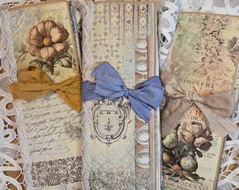 Vintage Botanical Journal - Handcrafted with Antique Book Pages & Ephemera, Unique Document-Style Notebook