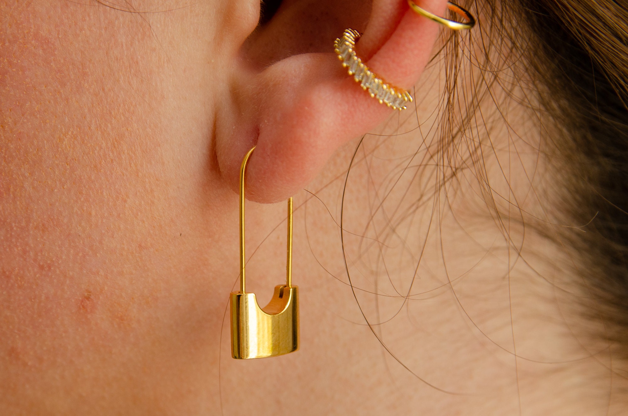 Gold or Silver Stainless Steel Padlock Earring Lock Etsy