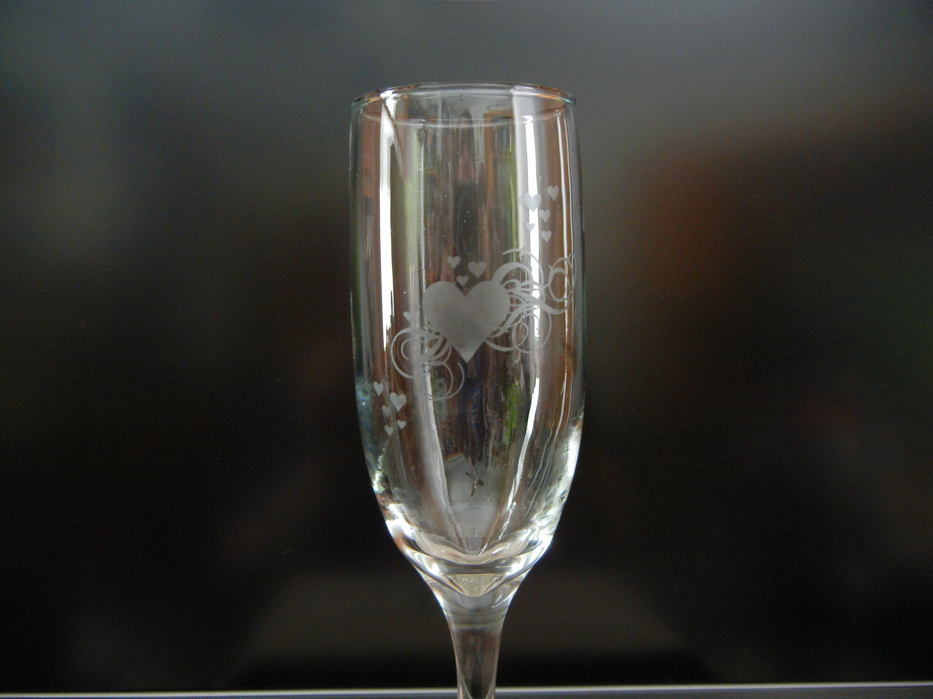 Etched Heart Champagne Flutes Valentine's Day Champagne Etsy