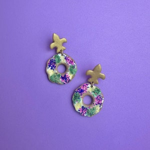 MARDI GRAS | King Cake Fleur de Lis Polymer Clay Earrings