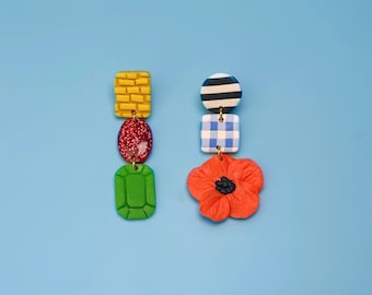 WIZARD OF OZ | Mismatched Themed Wizard of Oz Polymer Clay Dangle Earrings