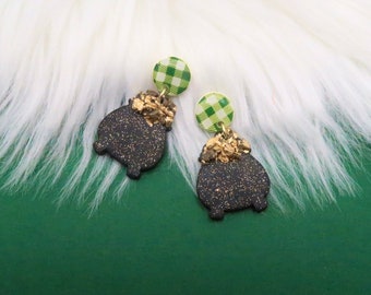 St. Patrick’s Day Pot of Gold Polymer Clay Earrings