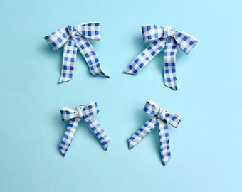 WIZARD OF OZ | Dorothy Blue Gingham Polymer Clay Stud Bow Earrings