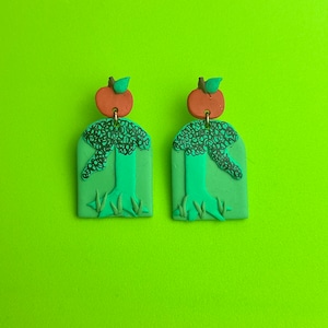 RETOUR À L'ÉCOLE | Boucles d'oreilles classiques en argile polymère avec livre de pommiers pour enfants