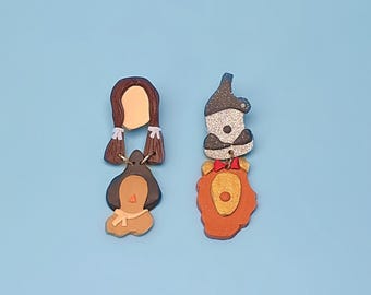 WIZARD OF OZ | Dorothy, Scarecrow, Tin Man and Lion Character Dangle Polymer Clay Earrings