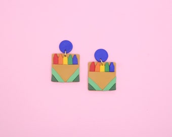 Back to School | Teacher Box of Crayons  Polymer Clay Earrings