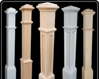 Premium Newel Posts for Stairs, balconies and more, oak and primed white, stair parts, stair railing.