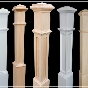 Premium Newel Posts for Stairs, balconies and more, oak and primed white, stair parts, stair railing.