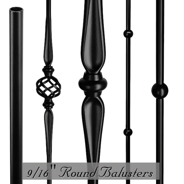 Round Iron Balusters - Easy Installation - Iron Baluster can be cut to fit most rail height - Stair Railing