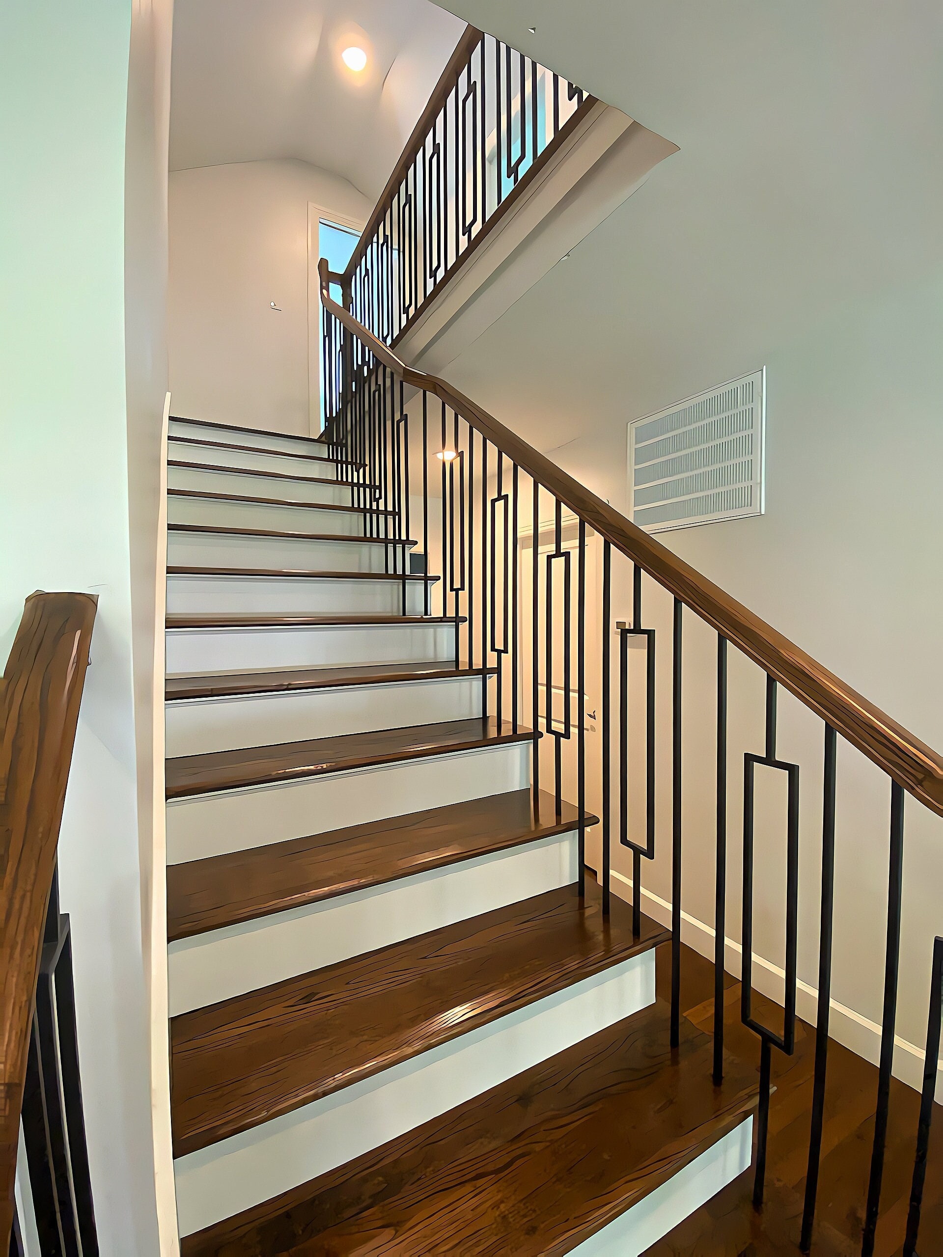 1/2 Iron Baluster Skinny Scroll (5-Pack) Stair Parts Hollow Metal Spindles - Stair Railing Scroll Wrought Iron Balusters (Real Satin Black not Matte)
