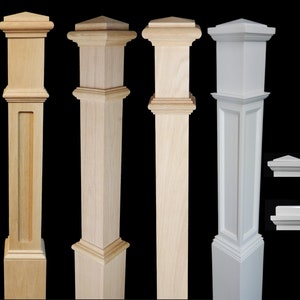 Premium Newel Posts for Stairs, balconies and more, oak and primed white, stair parts, stair railing.