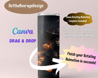 Rotating Tumbler Mockup Canva Template, animation video mock, 12 pastel color mockup bundle 20oz Tumbler Bottle Sublimation Digital wrap