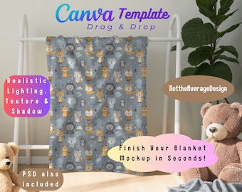 Couverture pour bébé, maquette, objet intelligent PSD, modèle prêt à l'emploi, peluche velours Minky Sherpa polaire enfant adolescente femme jeté