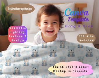Couverture pour bébé, maquette, objet intelligent, canevas, png, psd, lot, modèle prêt à l'emploi