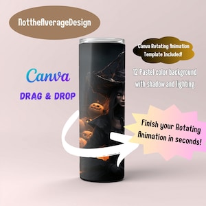 Mockup roterende beker Canva-sjabloon, mock-animatievideo, 12 pastelkleuren mockupbundel 20oz beker sublimatie digitale verpakking