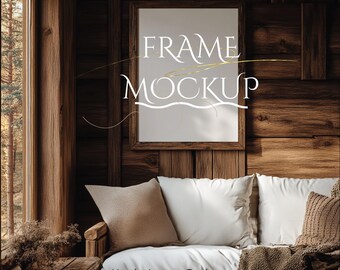 3:4 frame Canva PSD mockup template, vintage rustic scene poster wall art photo painting artwork print realistic aesthetic modern