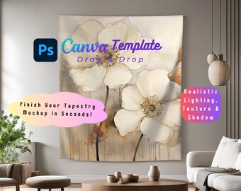 Tapestry Mockup Canva PNG PSD, 88X104 printify indoor wall tapestries Ready to use template, Buy5get50%off bundle sale boho elegant