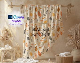 Velveteen Blanket Mockup, Backyard Garden Scene Canva PNG PSD Smart Object template Plush Minky Sherpa Fleece Kid Teen Girl woman Throw