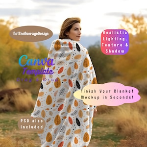 Blanket Throw Mockup Canva PNG PSD Smart Objecttemplate Velveteen Plush Minky Sherpa Fleece Kid Teen Girl woman