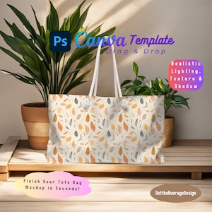 Weekender Tragetasche Mockup Canva PNG PSD Smart Objekt, Seil Griff Printfy-Version Gebrauchsfertige Vorlage Bundle Verkauf Kind Teenager Mädchen Frau
