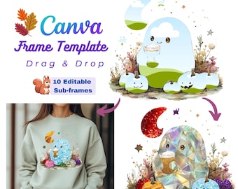 May include: A digital design template featuring a cute cartoon character holding a cup of coffee. The character is surrounded by pumpkins and leaves. The design is perfect for creating t-shirts, mugs, and other merchandise.